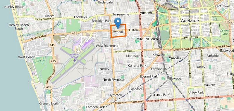 Open Street Map for Cowadilla, Adelaide, South Australia